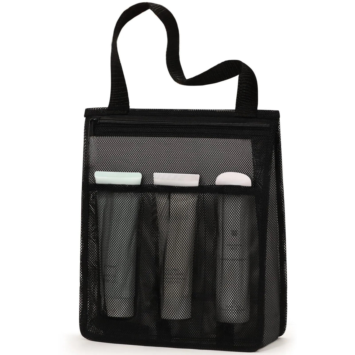 Large black swimming gym bag with wet-dry separation compartments and mesh pocket