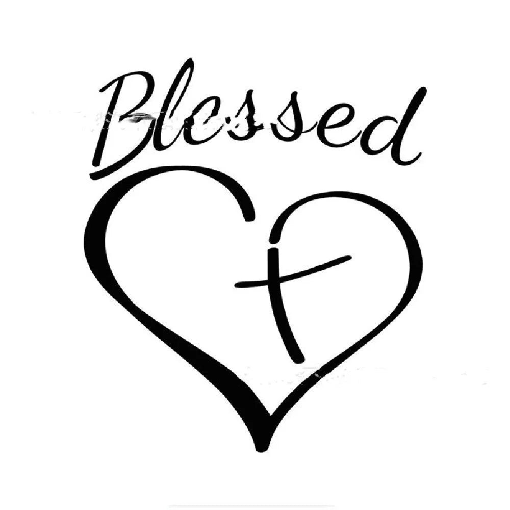 Large red heart-shaped sticker with the words Faith, Hope, Love printed on it.