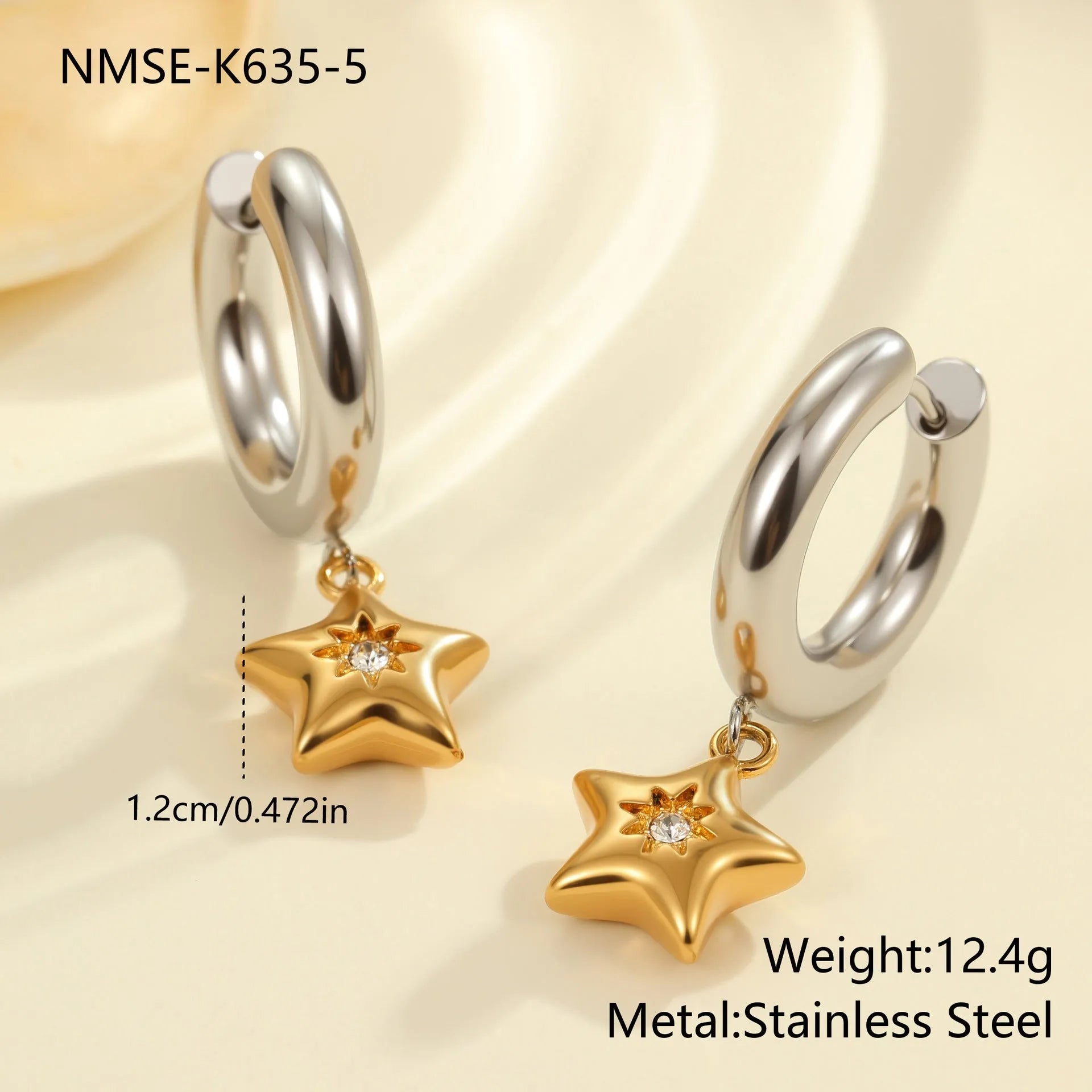 Christmas tree and heart shaped stainless steel earrings with 18K gold electroplating