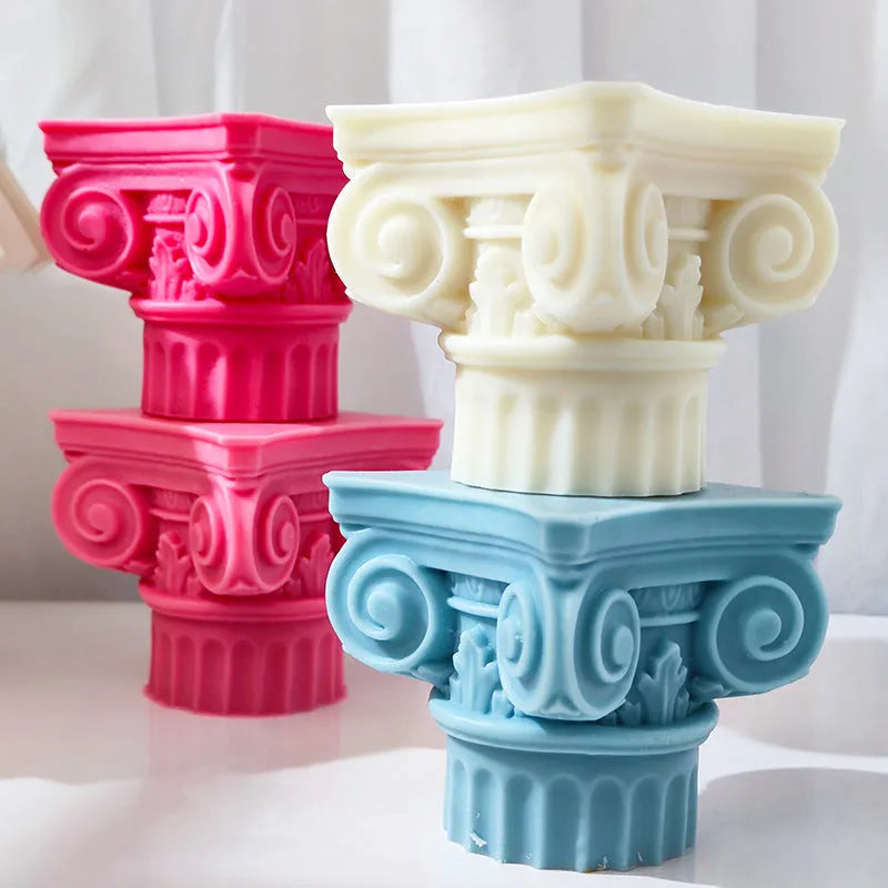 Silicone Roman pillar column mould for candles and baking with irregular shape