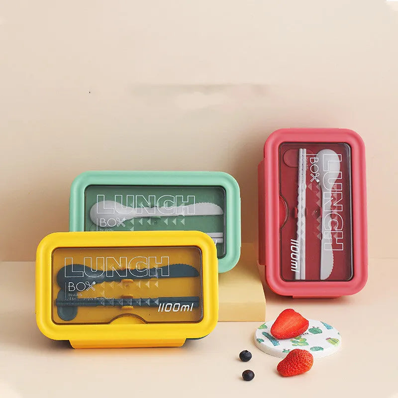 Green four-layer partitioned plastic bento box with Nordic style design