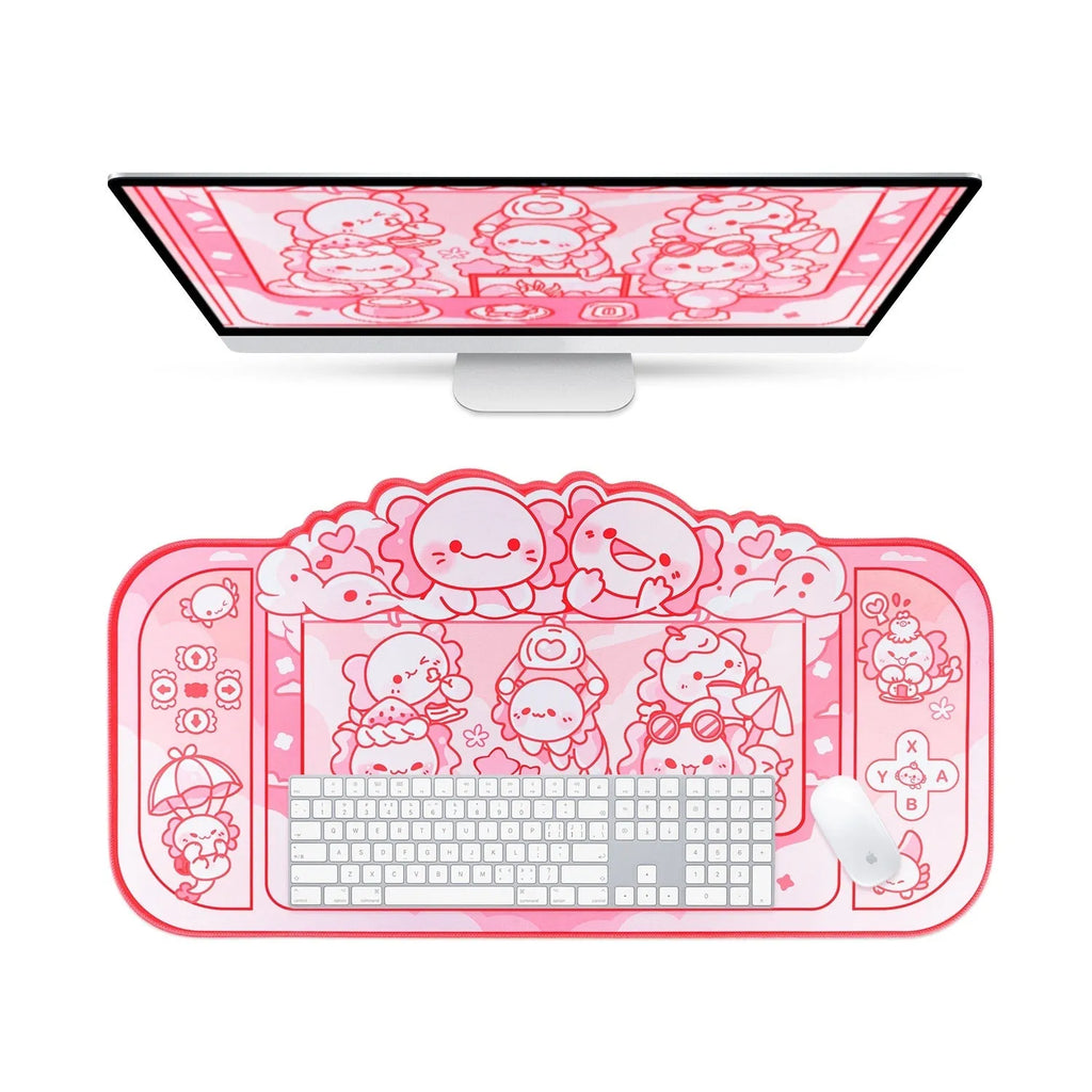 Hexagonal dragon crane machine cartoon anime design on large 75x40cm cloth mouse pad with wrist strap