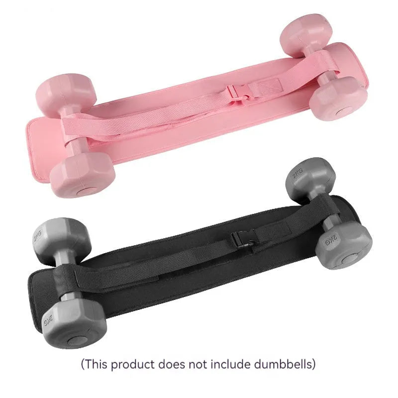 Black hip bridge auxiliary strap for dumbbell and barbell fitness training with lumbar support