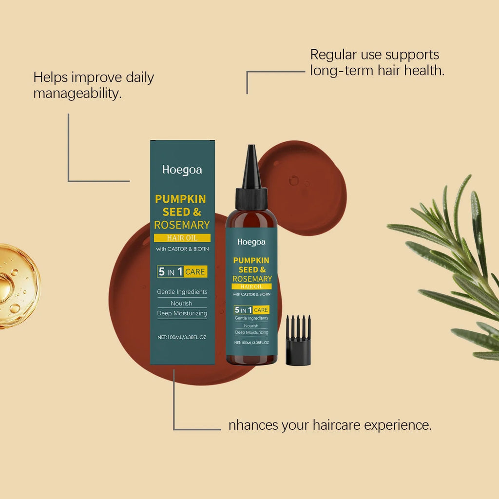 Rosemary essential oil 100ml bottle with pointed applicator nozzle and hair comb for hair care treatment