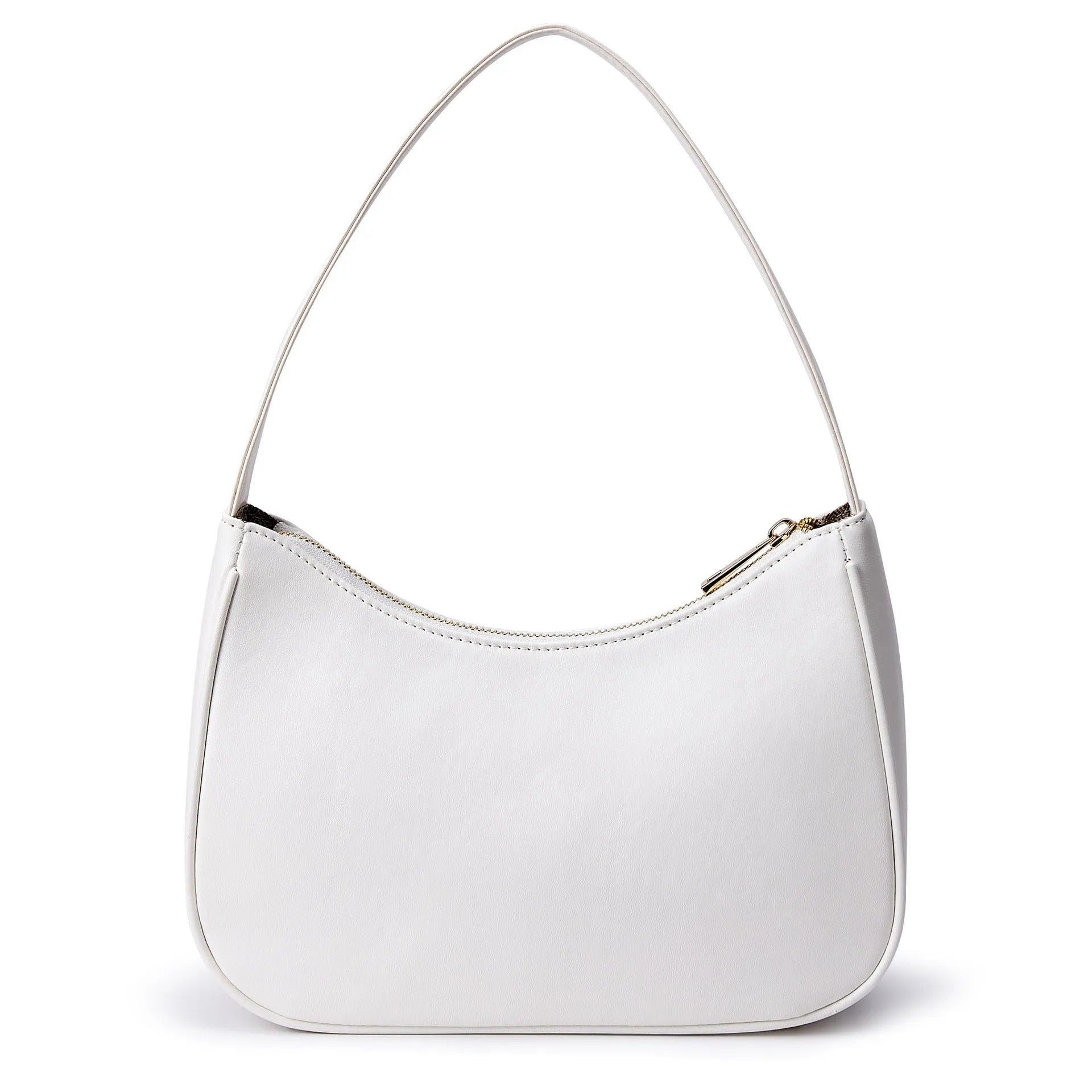 Retro-style shoulder bag in apricot colour with adjustable strap showing PU material texture