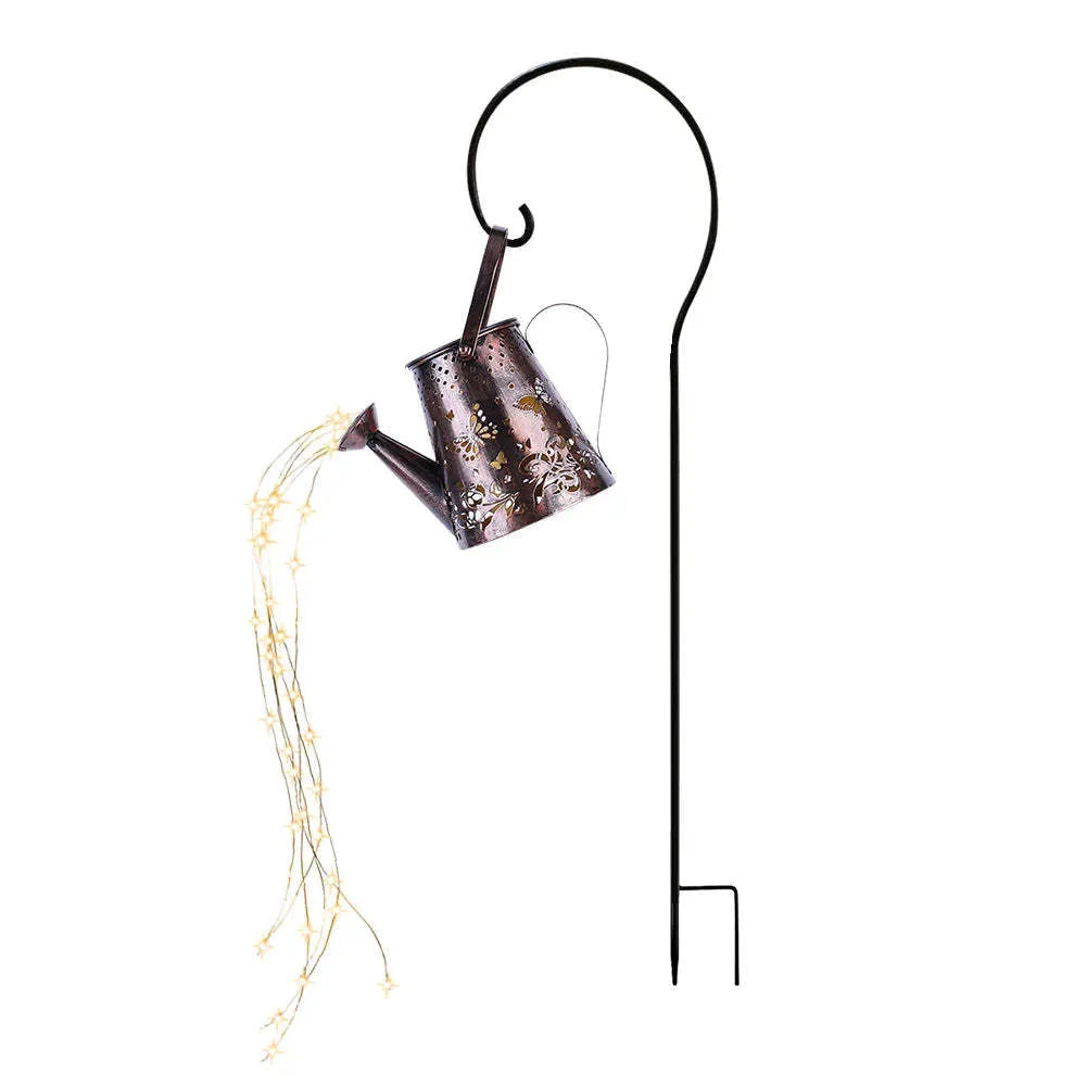 Solar garden lamp with butterfly pattern iron construction and tapered design