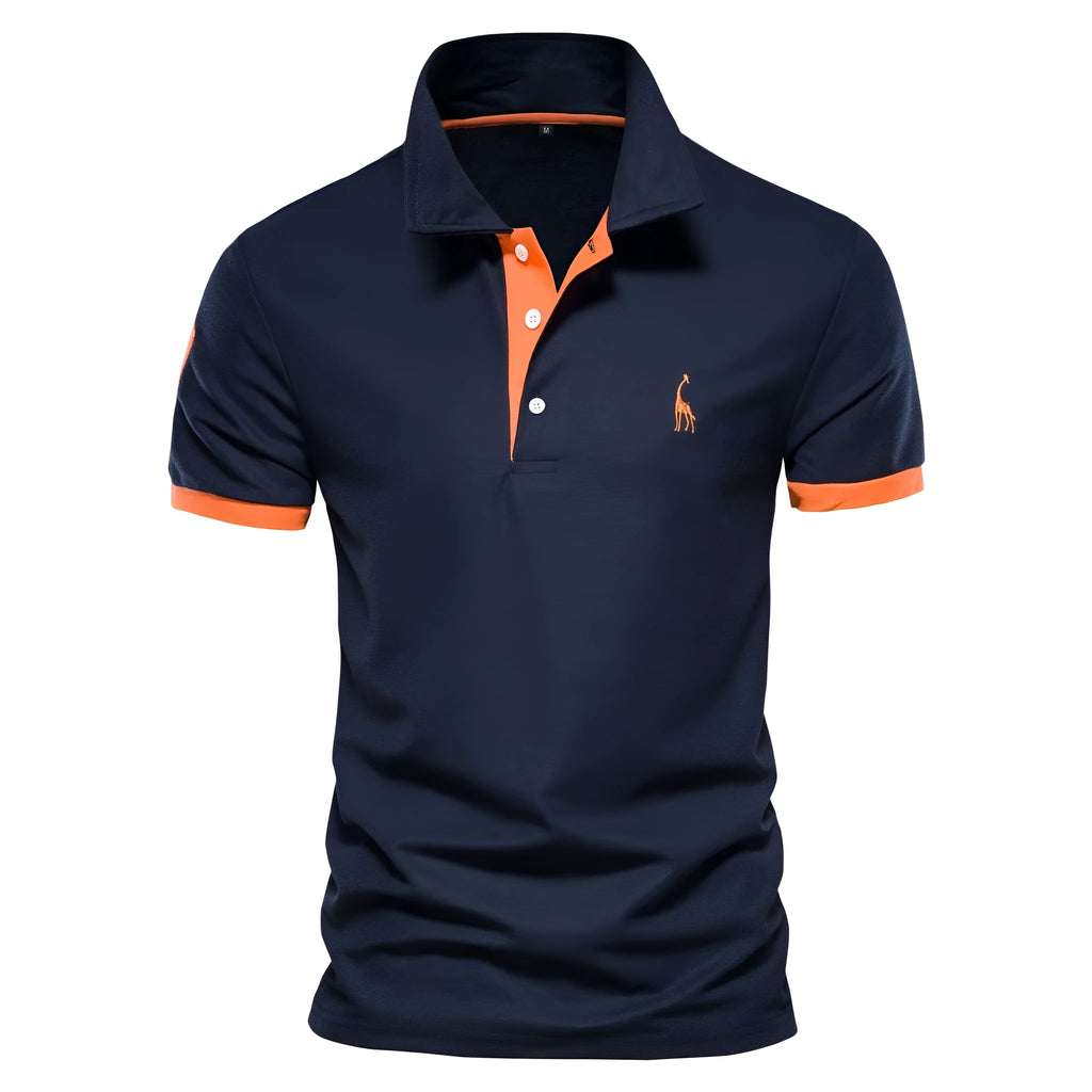 Men's slim fit grey T-shirt with a detailed deer embroidery design on the chest.