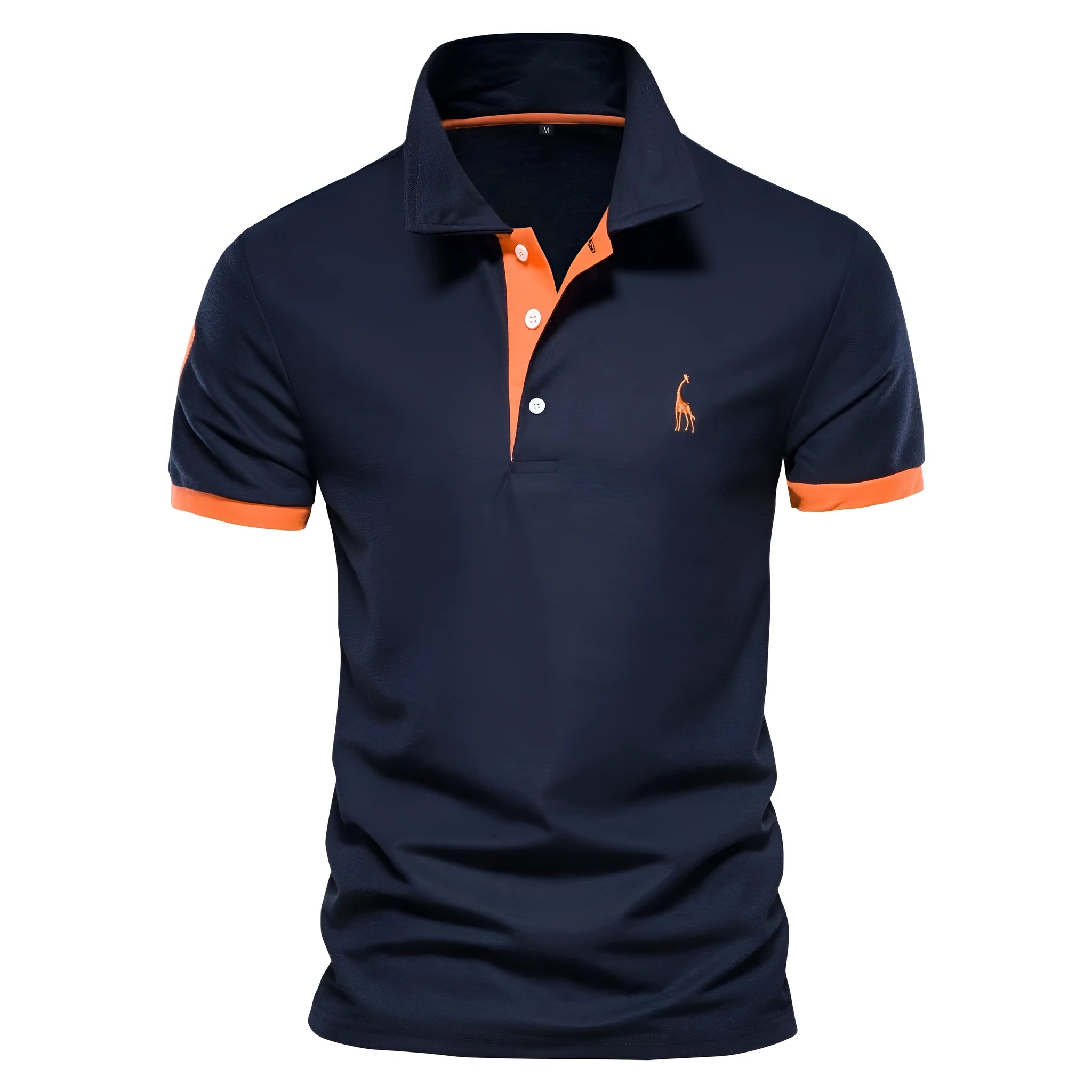 Men's slim fit grey T-shirt with a detailed deer embroidery design on the chest.