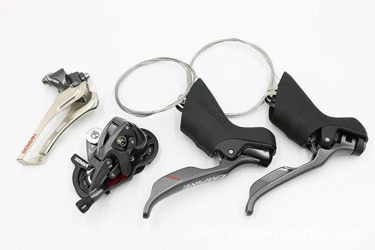 Aluminium alloy road bike transmission kit with manual change, finger dial, and short leg rear dial