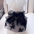 Black gauze princess tulle skirt for small dogs and cats on a mannequin showing the five available sizes