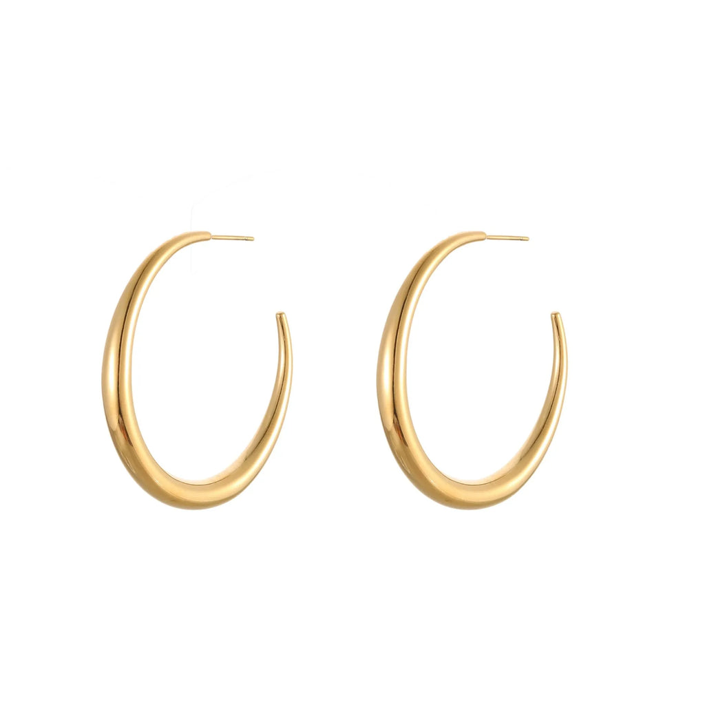 Titanium steel geometric hoop earrings with 18K gold plating in large and small sizes