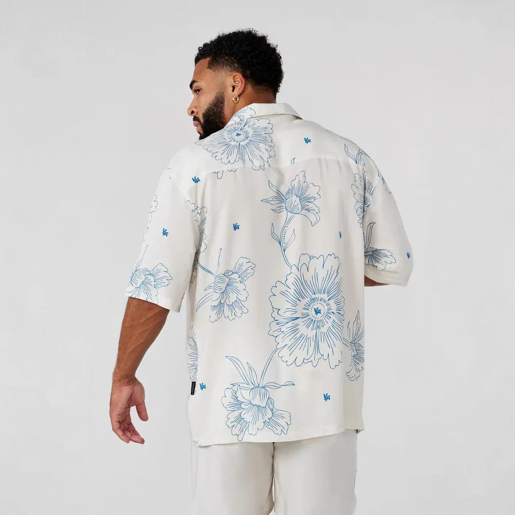 Printed casual loose short sleeves top with floral pattern in multiple colour options