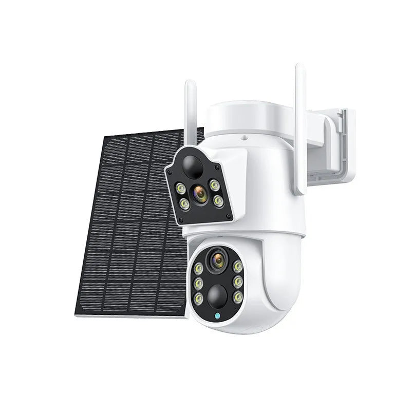 Outdoor solar-powered wireless wifi security camera with 4MP HD resolution and night vision