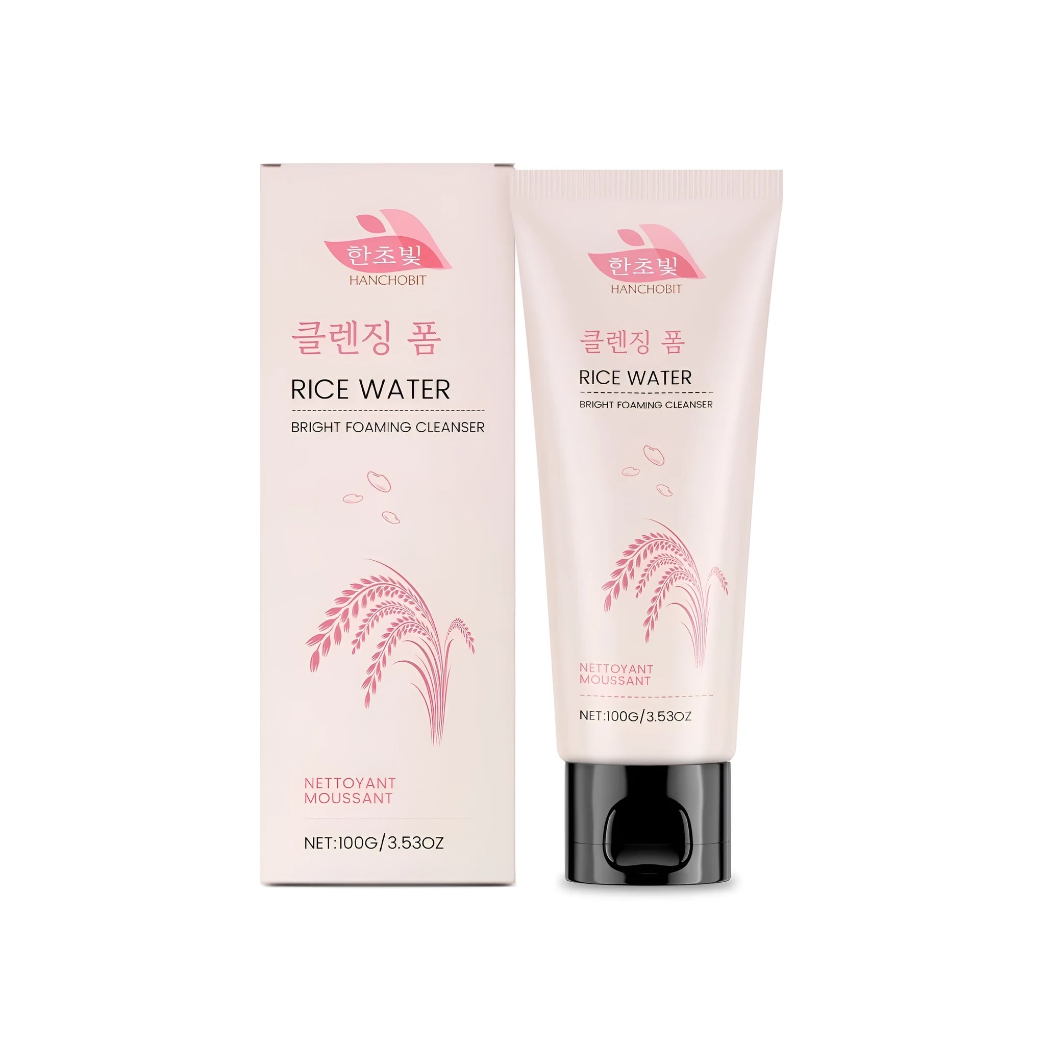 100g tube of Rice Water Bright Foaming Cleanser with hyaluronic acid and panthenol