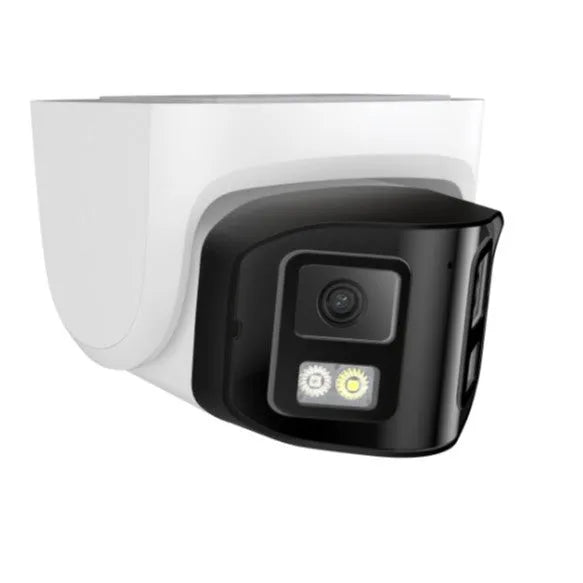 4MP dual-lens panoramic CCTV security camera with IP66 waterproof rating for indoor and outdoor surveillance