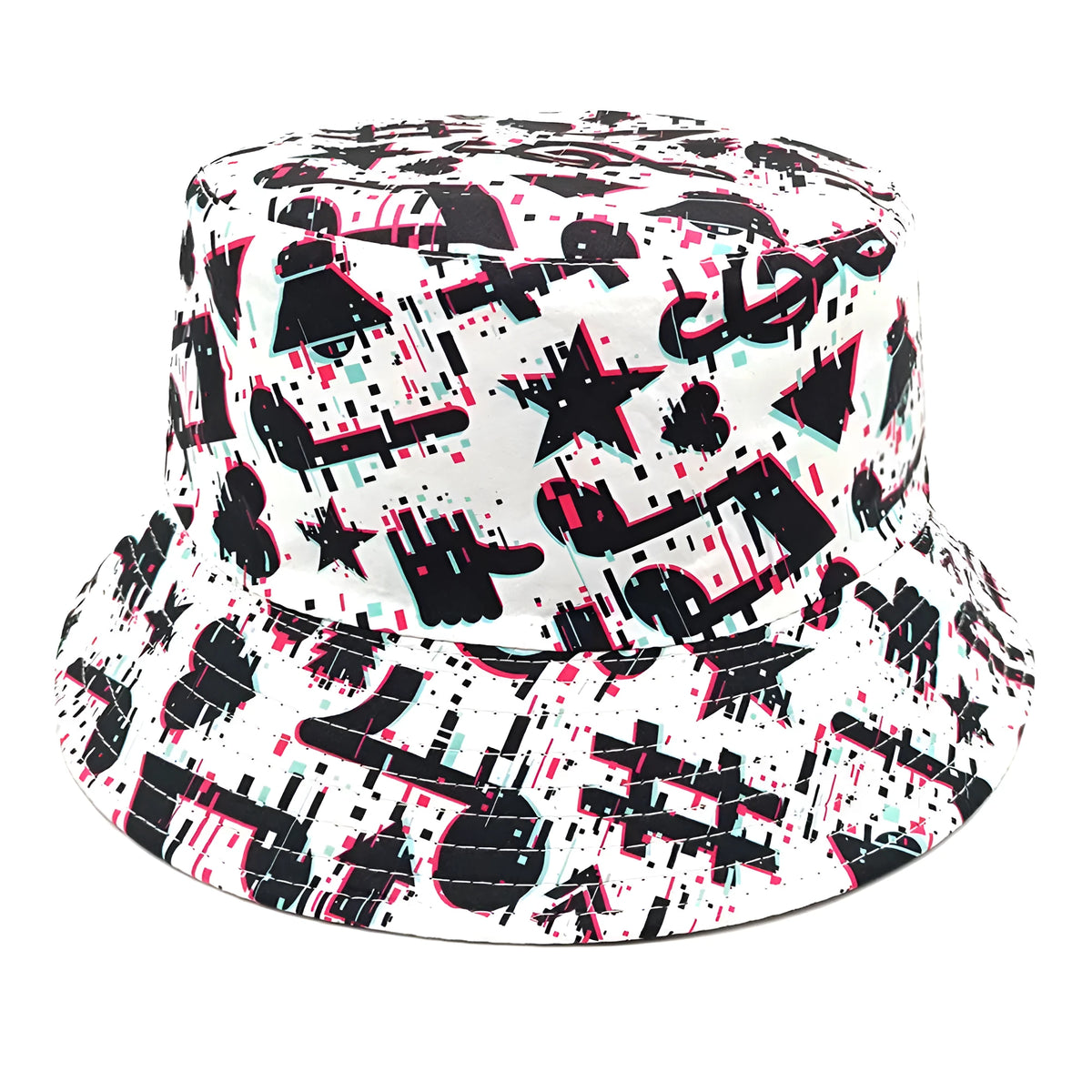 Musical note pattern printed bucket hat with dome crown retro design