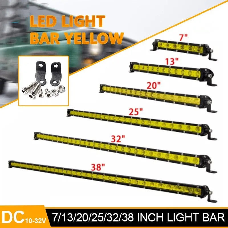 25-inch single row aluminium LED light bar for cars with mounting brackets