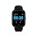 Elderly smartwatch with square colour screen and silicone strap showing GPS and SOS functions