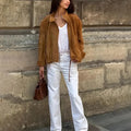 Retro solid colour loose fit polyester jacket shown in picture colour shade.