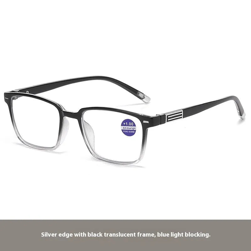 Anti blue light multifocal reading glasses with photochromic colour changing lenses in various frame styles