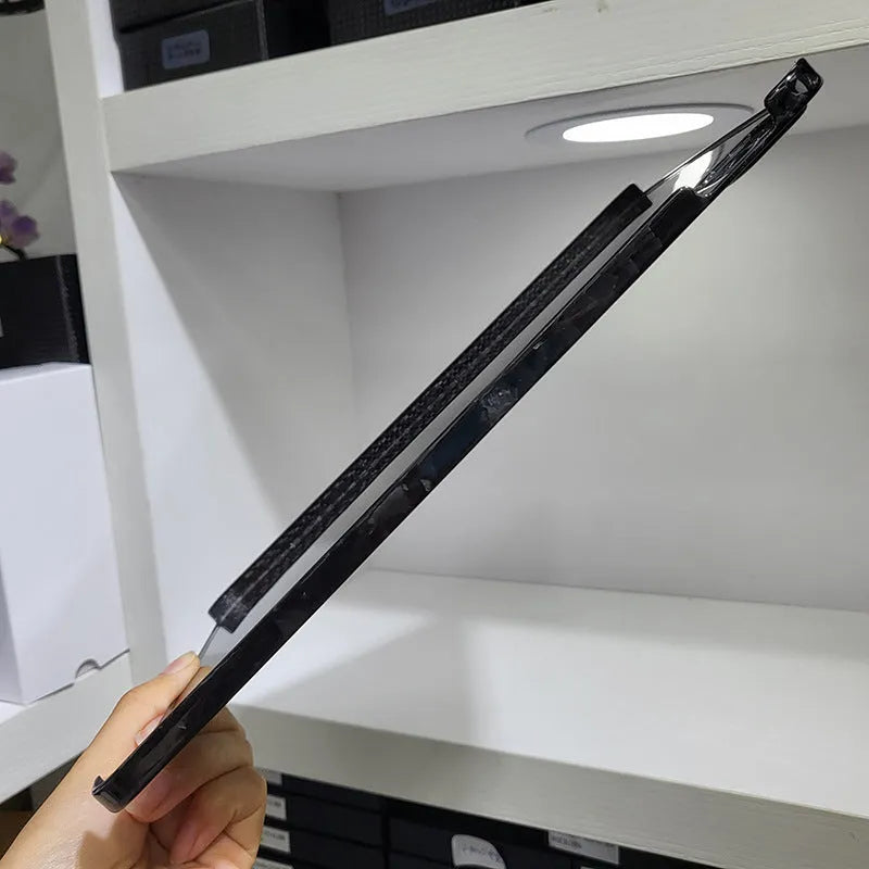 Real carbon fibre hard protective case for Apple iPad Pro 11 tablet in a flat design.