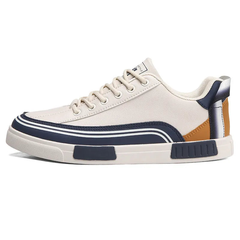 Men's breathable mesh and canvas casual shoes in white and green with flat heel and round toe design