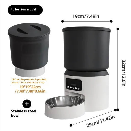 4L smart pet feeder with removable bowl showing plastic and stainless steel options