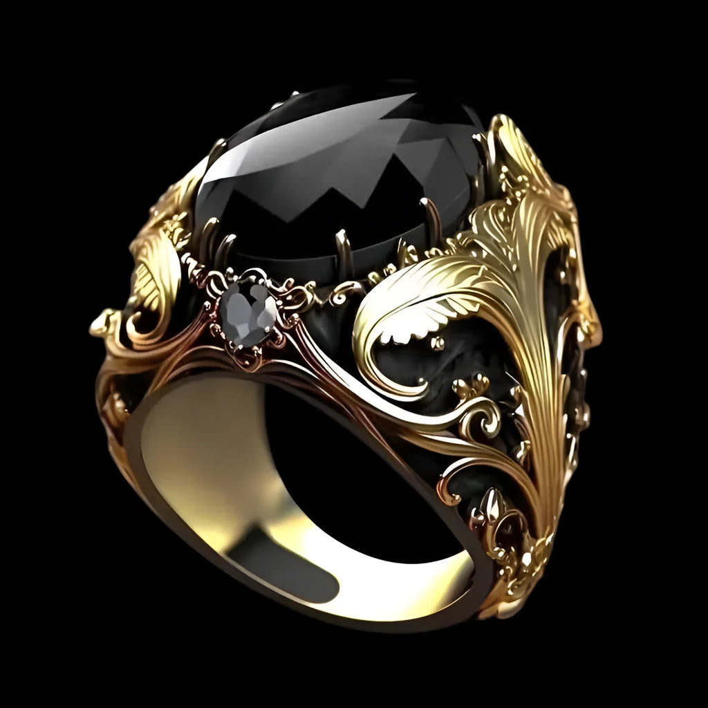 Geometric wide face alloy ring with imitation ink colour gem pattern in silver finish