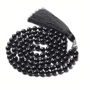 Geometric agate tassel necklace with colourful stone patterns and adjustable 95-100cm length