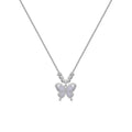 Women's square line opal butterfly necklace in 925 silver with cross chain, adjustable length