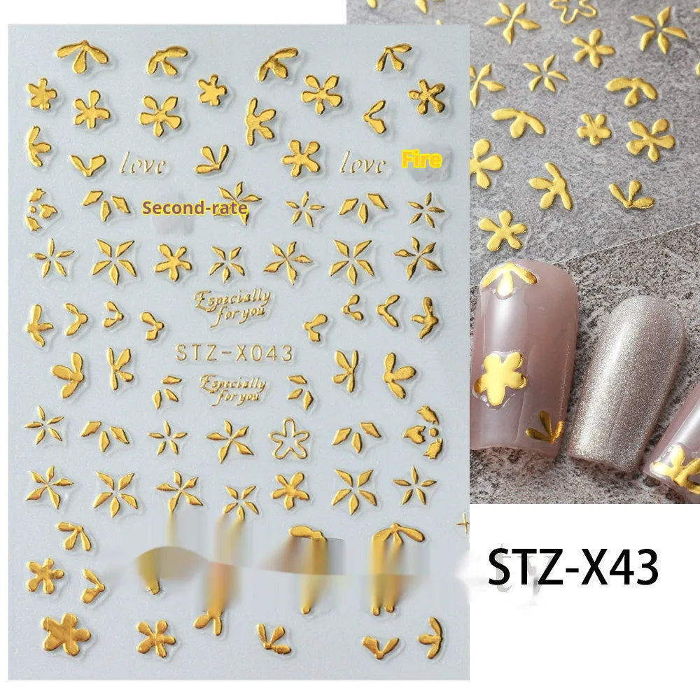 Cartoon nail art stickers with black and silver strip love pattern design