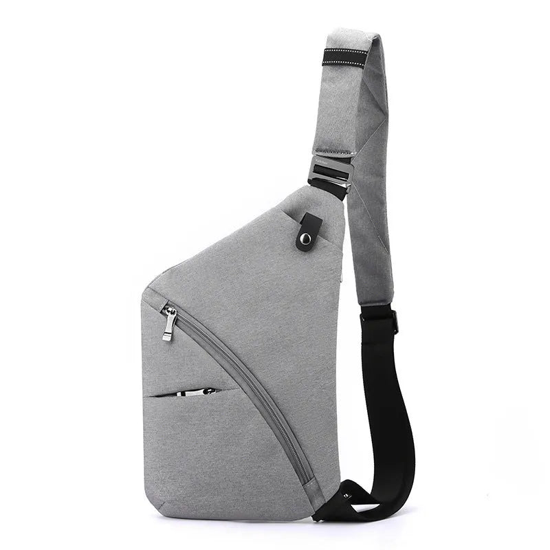 Men's solid colour Oxford cloth chest bag with shoulder strap for urban daily wear