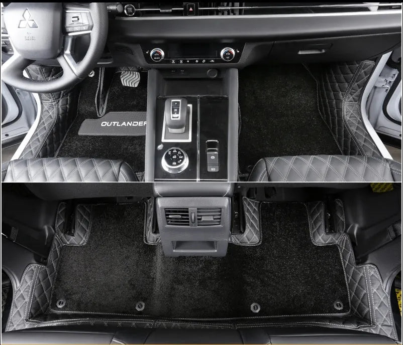 Fully surrounded car floor mats for a 23 New Mitsubishi Outlander 5-seater SUV.