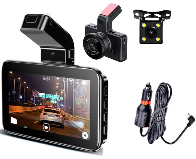 3-inch car DVR dash camera with dual lens system for front and rear recording