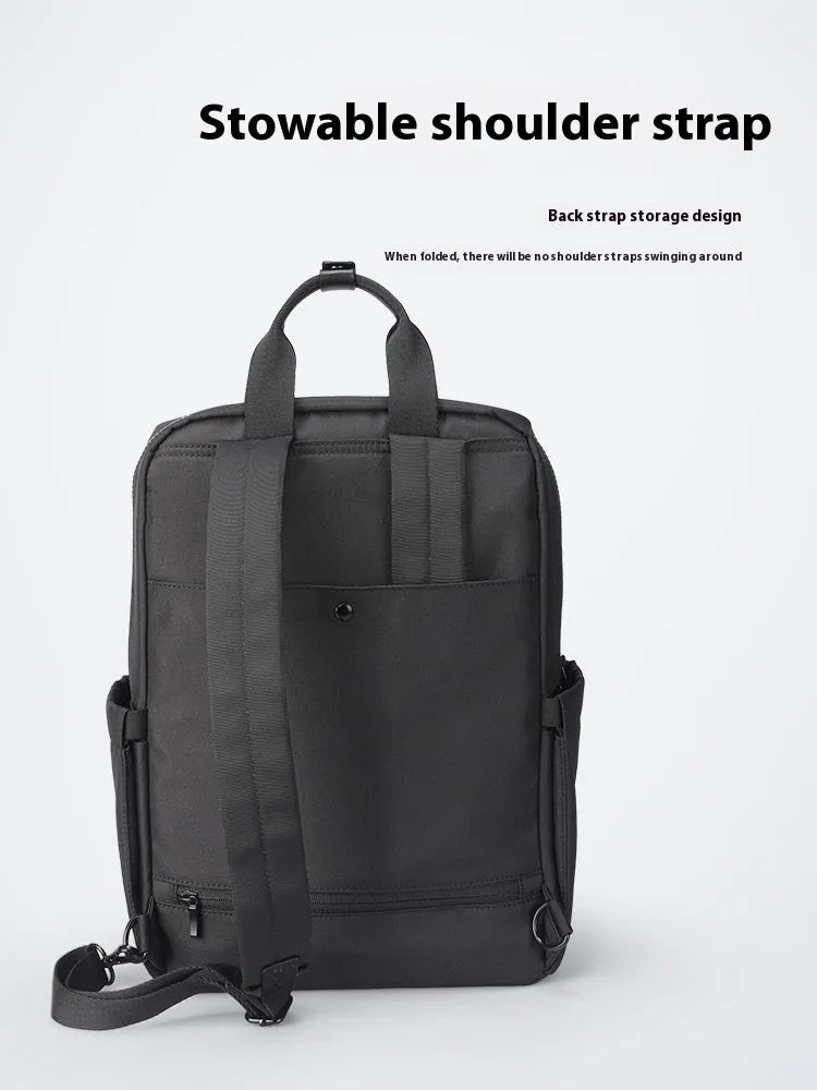 Elegant black Oxford cloth laptop backpack with 20-35 litre capacity and polyester lining