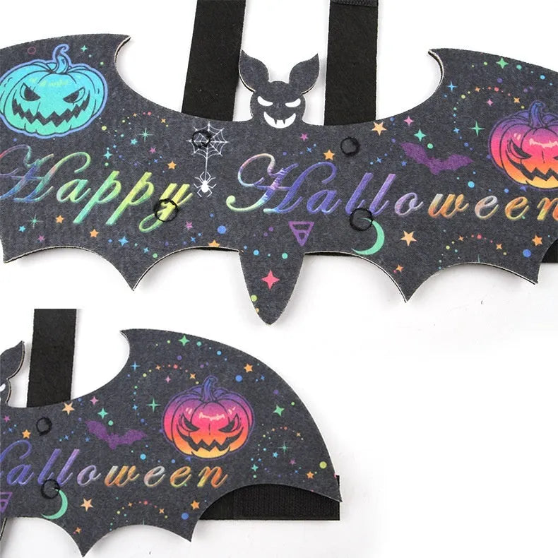 Halloween batwing costume for cat in felt fabric with bat design