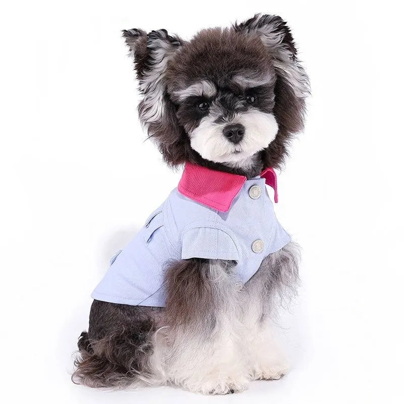 Blue and purple polyester dog vest with front chest rope ring for small dogs