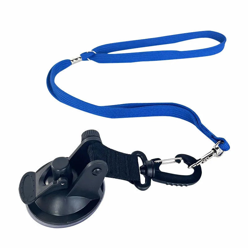 Pet bathing restraint set with suction cup handcuffs and traction ropes in black and blue colour options