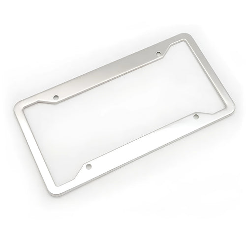 Aluminium alloy licence plate frame for 20x15cm UK plates in stainless steel with four finish options