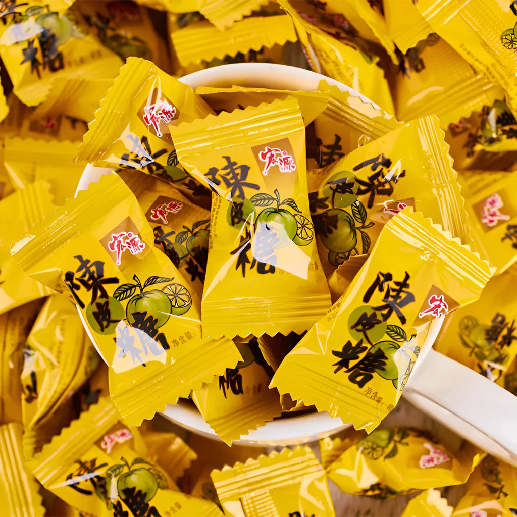 Bag of guava, plum sugar, and tangerine peel hard candy variety pack