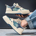 Canvas casual shoes with flat heel in Milan green and beige colour options