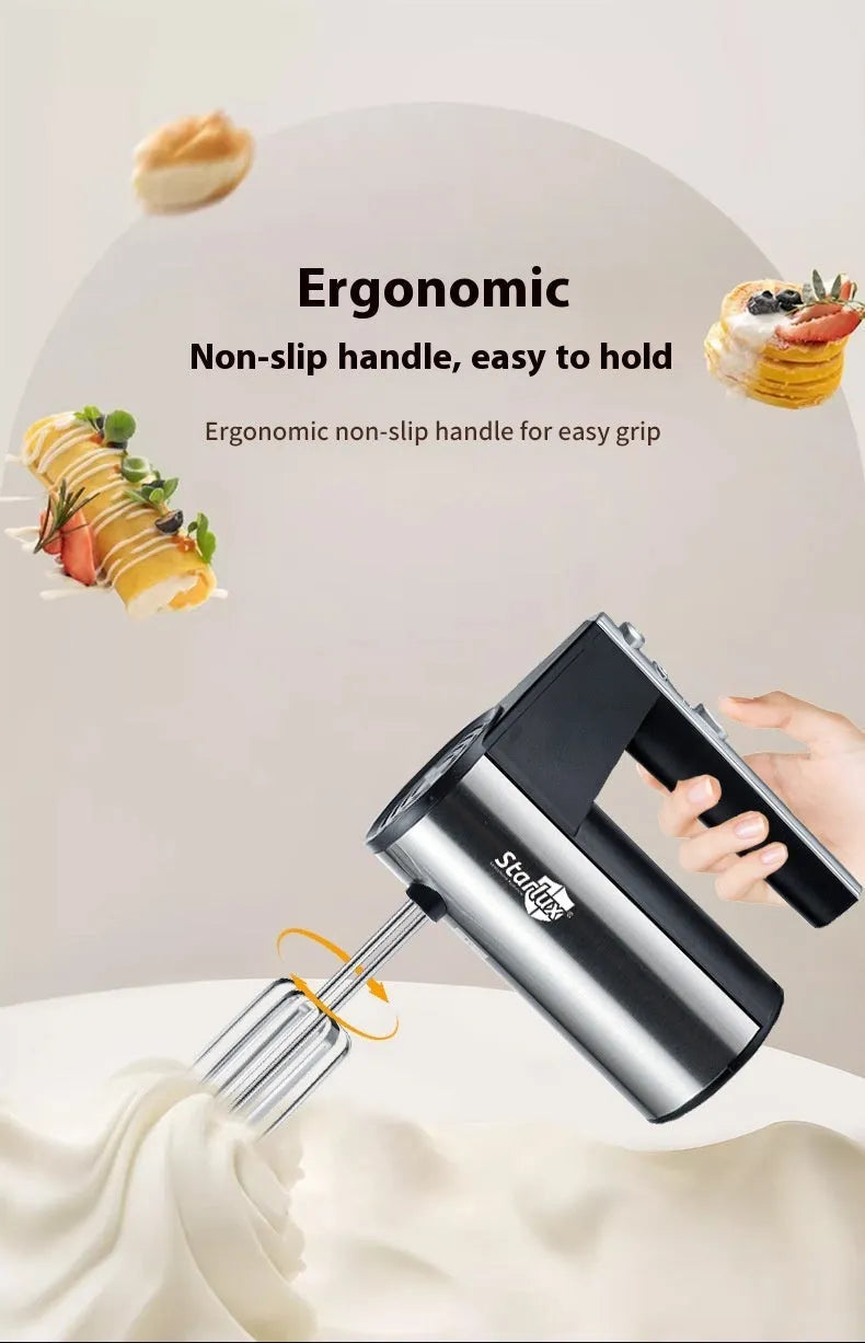 SL-25209 500W electric hand mixer with five speed settings and dual voltage compatibility
