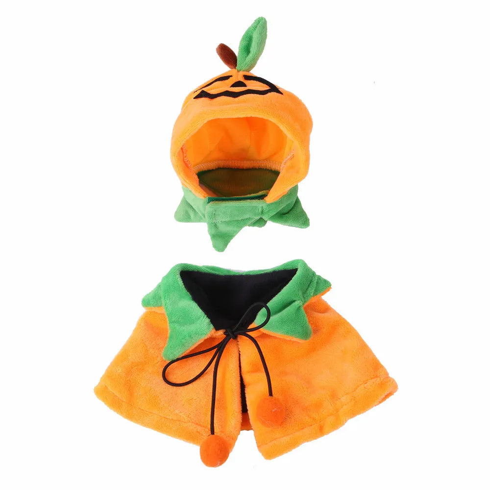 Halloween pet cloak with double-sided pumpkin design on plush material for dogs and cats