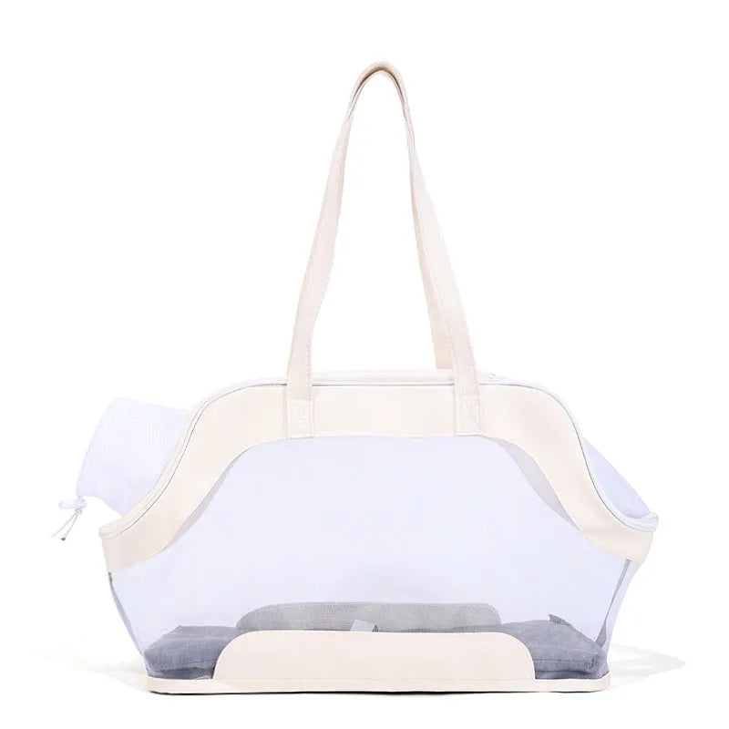 Leather cat outing carry bag in Milan White colour with 25 litre capacity.