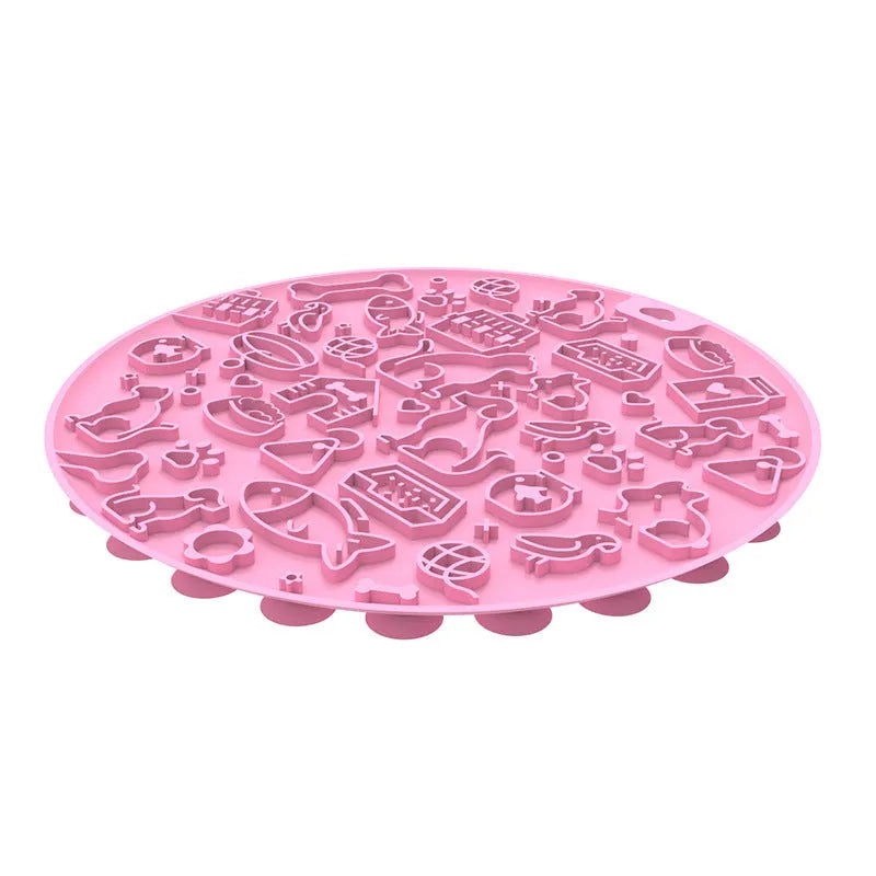 Round silicone pet licking mat with sucker base in multiple colour options