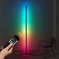 Black aluminium alloy smart floor lamp with RGB lighting and remote control