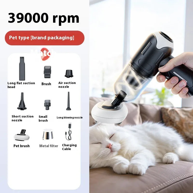 Handheld wireless pet fur vacuum cleaner with accessories for cat and dog hair removal