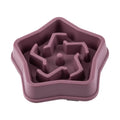 Yellow plastic slow feed dog bowl with raised internal ridges measuring 20.1 cm across