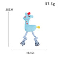 Blue plush deer-shaped dog toy with corn grain texture on a white background.