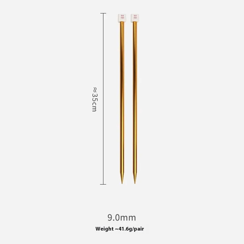 Set of lengthened double-ended crochet hooks in various sizes from 2.0mm to 10.0mm with protective end caps.